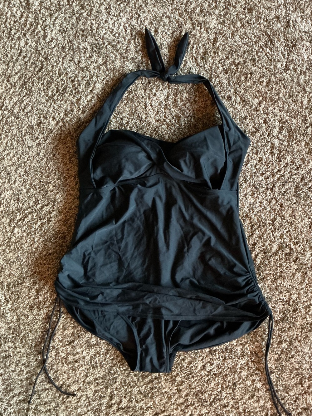 SWIMSUITS FOR ALL Black one piece swim suit, plus size 22, TROPICULTURE, Halter